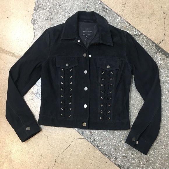 Lucky brand black suede lace up jacket - Picture 4 of 9